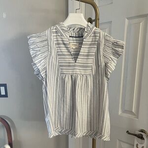 Umgee Blue and White Striped Blouse Sz Small